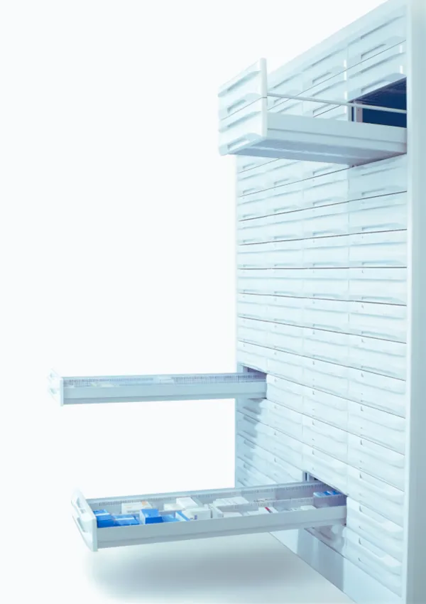 Medical Box: gaveteiro modular de alta densidade para farmácias e hospitais